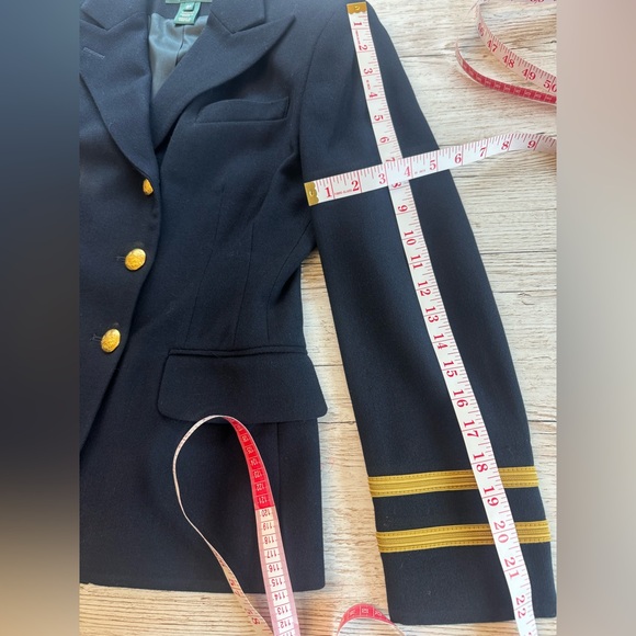 Lauren Ralph Lauren Navy Double Breasted Wool Captain Blazer Gold Buttons 6P - Picture 14 of 14